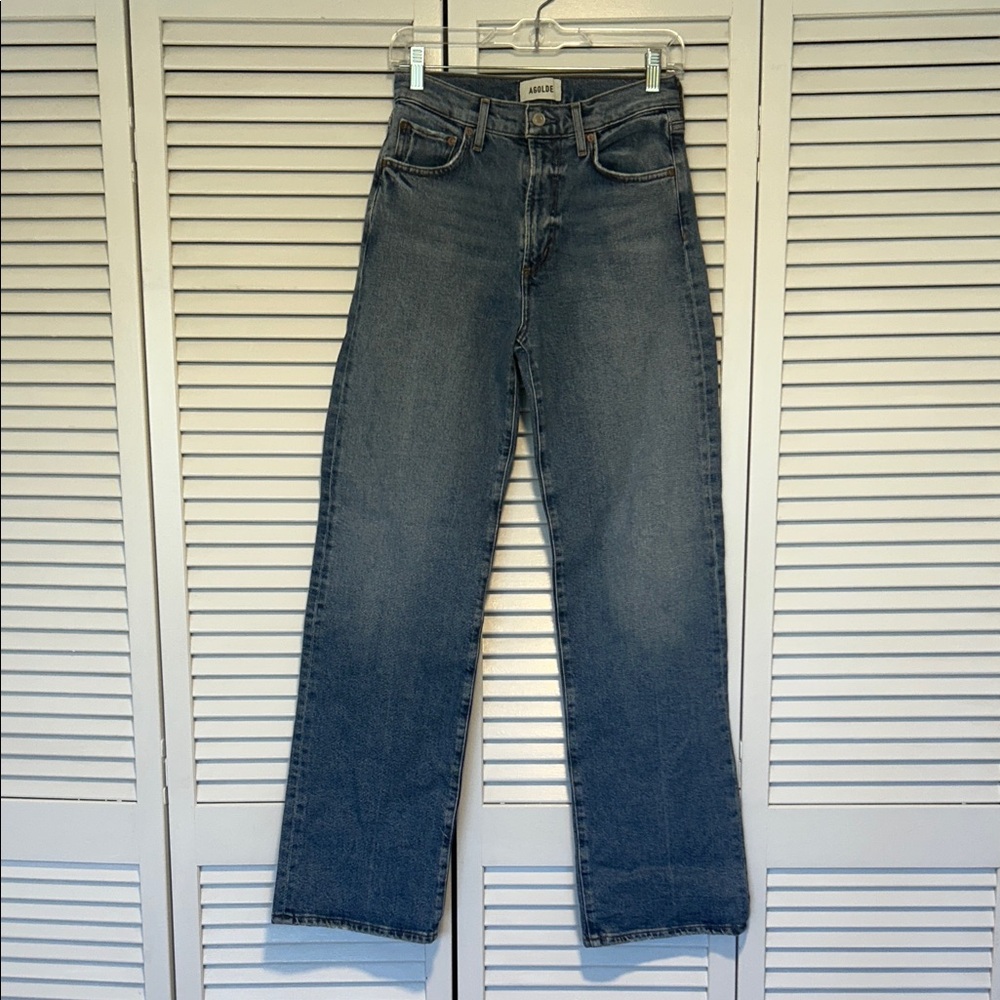 Agolde Harper Jean Mid Rise Straight Leg Blue Jeans